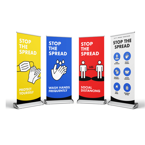 Social Distancing Pull Up Banners 13oz Matte Vinyl